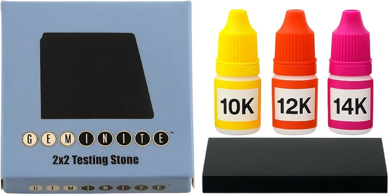 Techneak ﻿Gold Testing Kit 10k 12K 14K Acid Solutions with 2x2 Test Stone Precious Metal Tester Real/Fake Check Analysis Kit. - Image 1